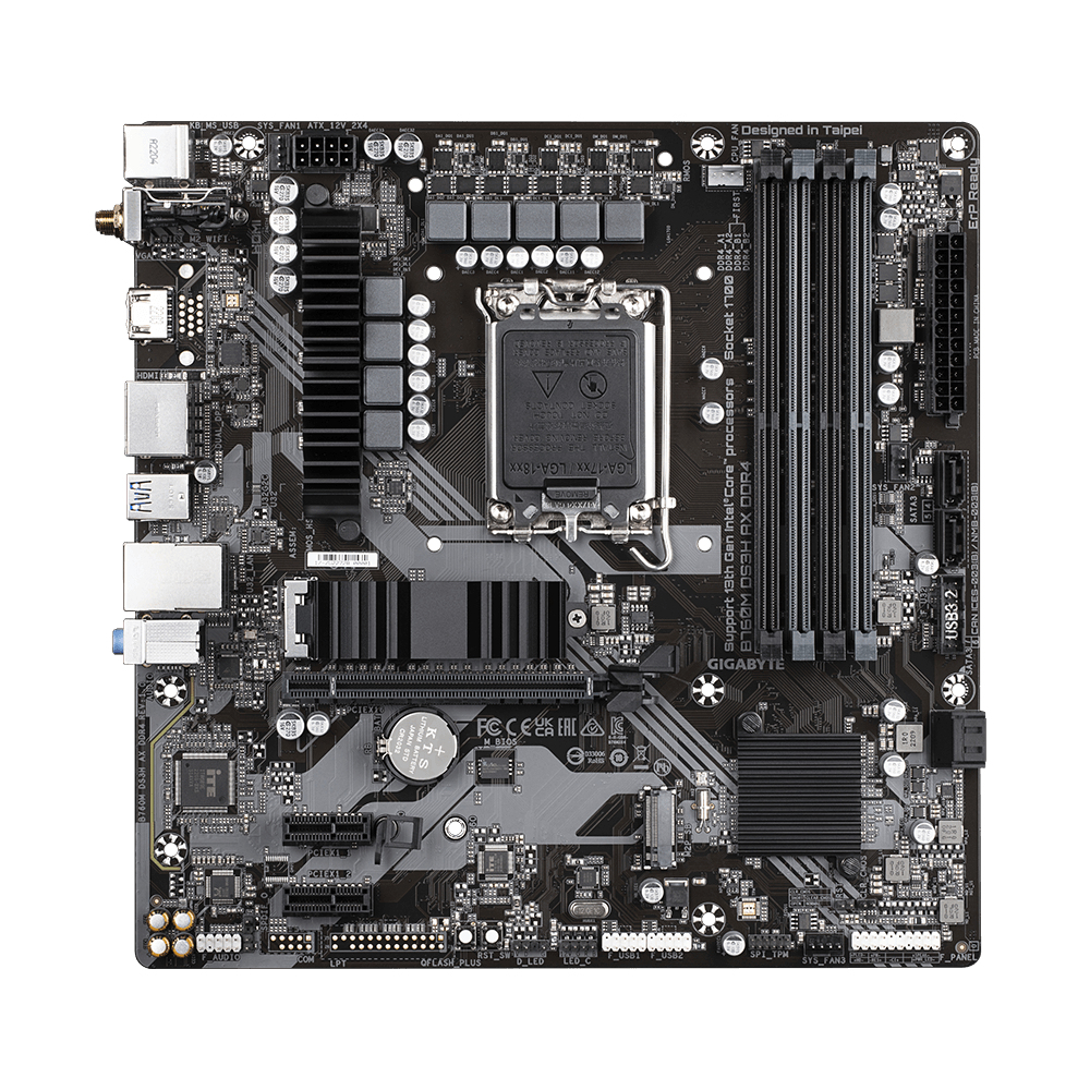 Bekijk afbeelding 1 van Gigabyte 1700 B760M DS3H AX DDR4 - DDR4/M.2/DP/HDMI/mATX